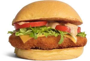 Crispy_ Chicken_ Cheeseburger_ Transparent_ Background.png PNG image