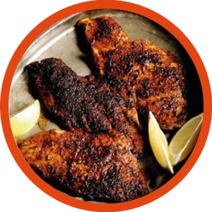 Crispy Fried Fishwith Lemon Wedges.jpg PNG