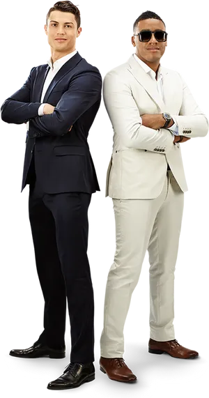 Cristiano_ Ronaldo_and_ Companion_in_ Suits PNG image