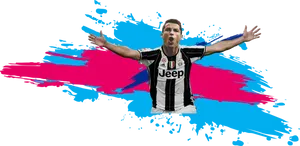 Cristiano Ronaldo Juventus Celebration Art PNG image