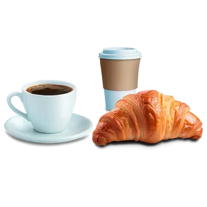 Croissant And Coffee Breakfast PNG 3