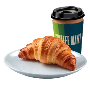 Croissant And Coffee Breakfast PNG Hxl57