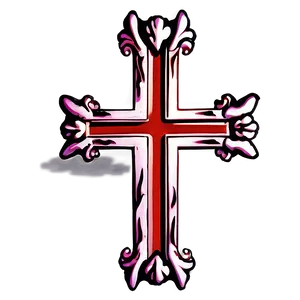 Cross Outline With Heart PNG Hsd