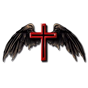 Cross Outline With Wings PNG 06122024