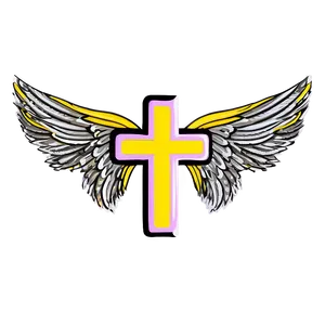 Cross Outline With Wings PNG Oox91 PNG