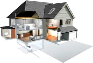 Cross Section Modern House Design PNG image
