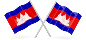 Crossed Cambodian Flags PNG image