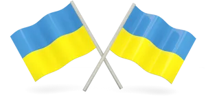 Crossed Ukraine Flags Black Background PNG image