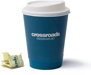Crossroads Coffee Cupand Splenda Packet PNG image