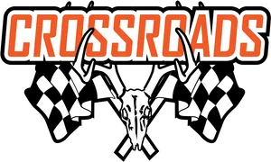 Crossroads Logowith Steer Skulland Checkered Flags PNG image