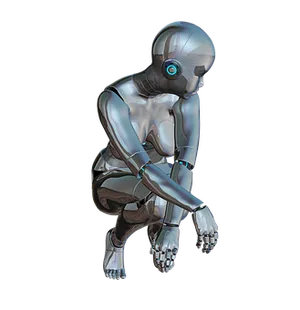Crouching Female Robot Rendering