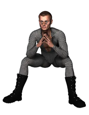 Crouching Manin Motion Capture Suit
