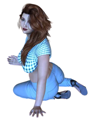Crouching Woman3 D Render