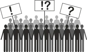 Crowd Protest Silhouette Question Exclamation PNG image