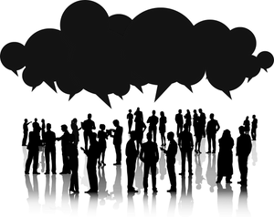 Crowd Silhouette Speech Bubbles.png PNG