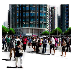 Crowded City Street PNG 06252024