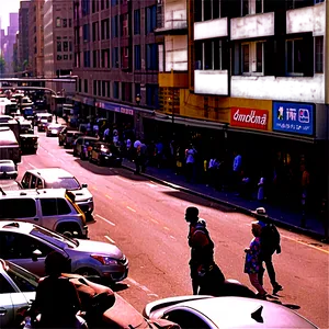 Crowded City Street PNG 14