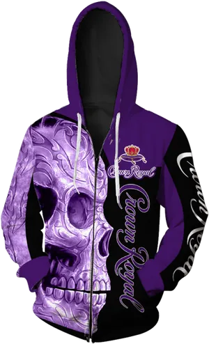 Crown Royal Themed Skull Hoodie PNG