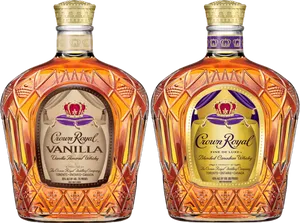 Crown Royal Vanillaand Deluxe Whisky Bottles PNG image