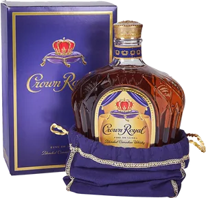 Crown Royal Whisky Bottleand Packaging PNG image