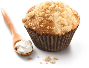 Crumbly Top Muffinwith Cream PNG image