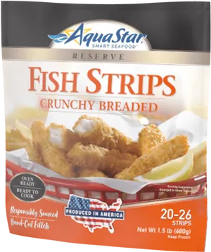 Crunchy Breaded Fish Strips Packaging PNG image