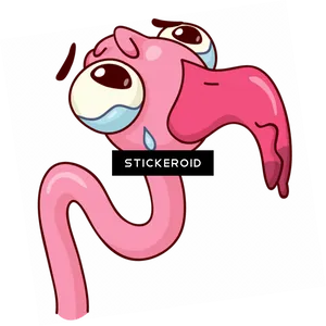 Crying Pink Worm Cartoon PNG image