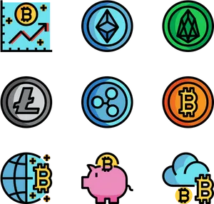 Cryptocurrency Icons Collection PNG image