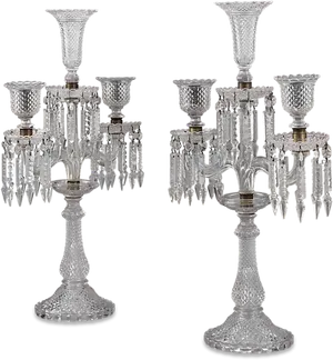 Crystal Candelabra Pair Baccarat Style PNG image