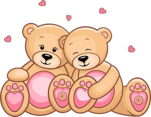 Cuddling Teddy Bears Valentines PNG