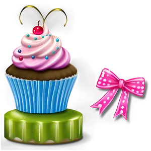 Cupcake With Bow PNG Bvv25