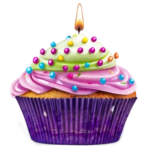 Cupcake With Candle PNG Mjo