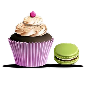 Cupcake With Macaron PNG 05032024