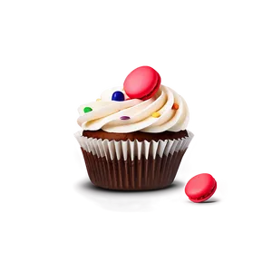 Cupcake With Macaron PNG Fil
