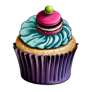 Cupcake With Macaron Png Kky97 PNG image