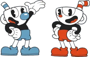 Cupheadand Mugman Poses PNG image