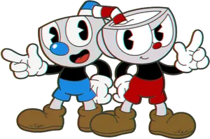 Cupheadand Mugman Posing PNG