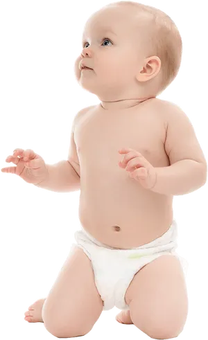 Curious Babyin Diaper PNG image