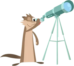 Curious Ferret With Telescope PNG image