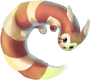 Curled_ Fox_ Creature_ Artwork PNG