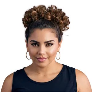 Curly Hair Bun Style PNG 05242024