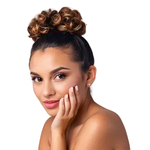Curly Hair Bun Style PNG Wcq77