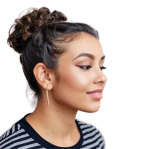 Curly Hair Bun Style PNG Yag