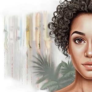 Curly Hair Portrait PNG 15