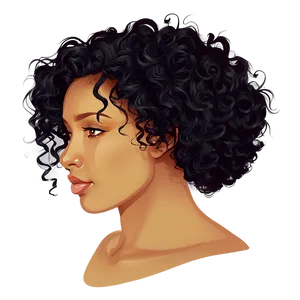 Curly Hair Silhouette PNG Aee