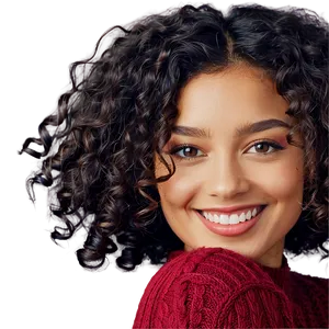 Curly Hair Smiling Face PNG Ivd PNG
