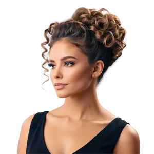 Curly Hair Updo Elegance PNG 36