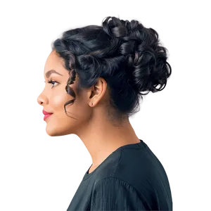 Curly Hair Updo Elegance PNG Kgd69