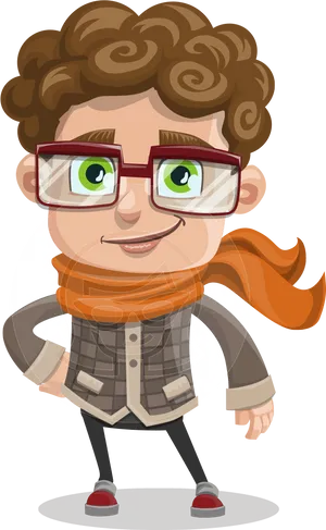 Curly Haired Cartoon Character PNG image