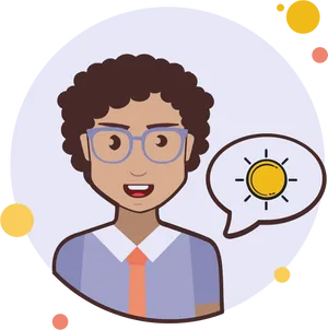 Curly Haired Person Idea Bubble PNG image